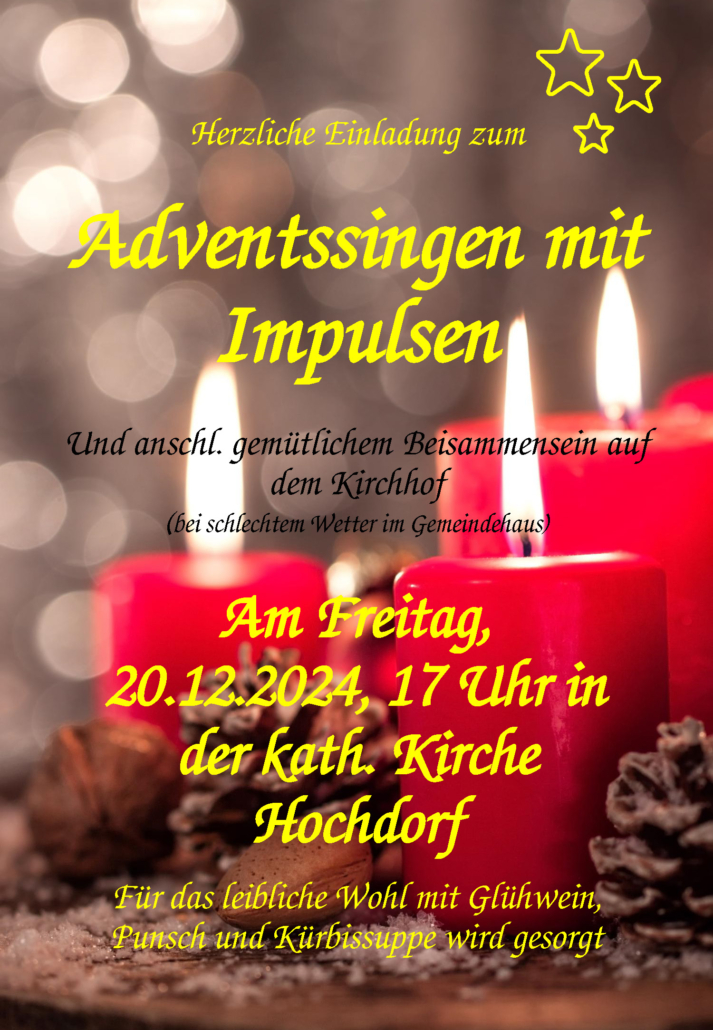 Einladung Adventssingen 2024 in Hochdorf